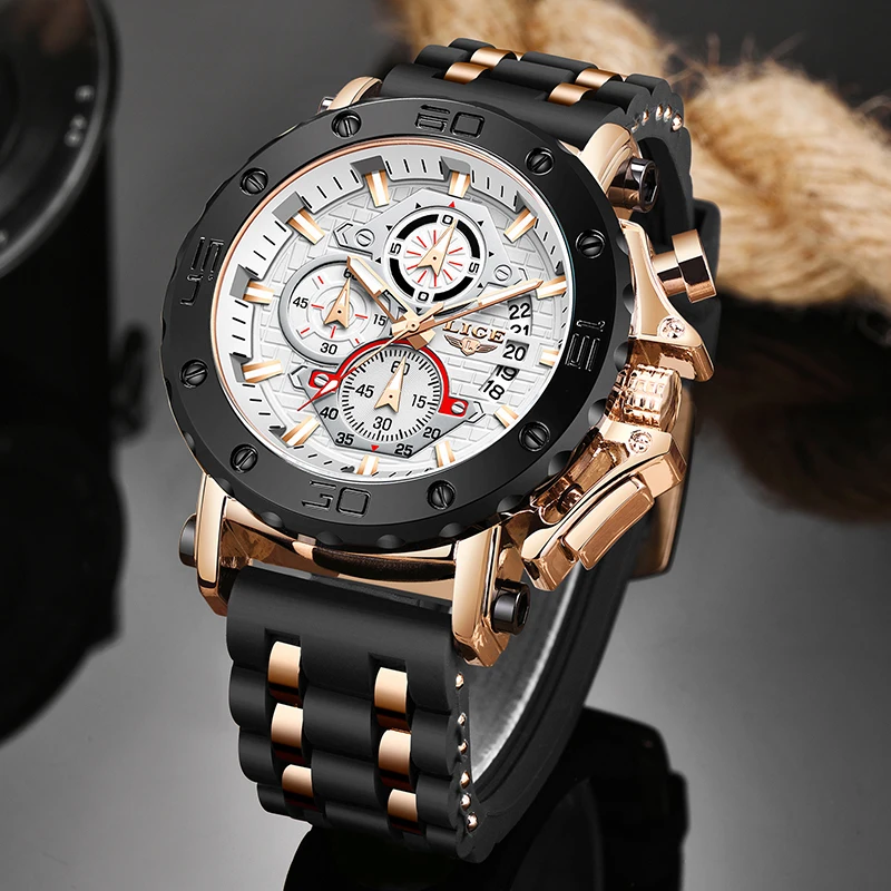 LIGE Horloges voor heren, automatisch, sportief, waterdicht