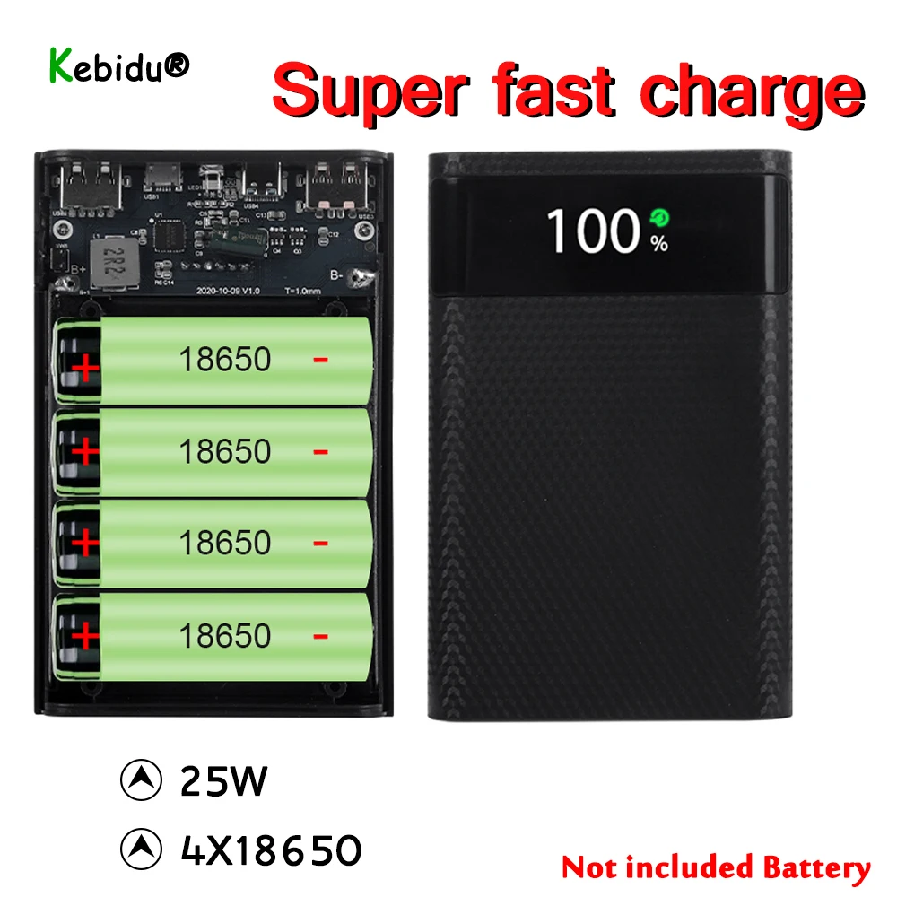 Battery Storage Box Battery Case Power Bank Box Battery Charger Case Power Bank Case Charging Treasure Box Battery Box Kebidumei power bank Shell Storage box Dual USB Micro Type C 5V/9V 18650 battery Case pack For iPhone Without Battery