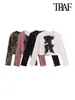 TRAF-Women's Long Sleeve Sequined Cropped Jacket, O Neck Coat, Female Outerwear, Chic Tops, Bow Tied 1