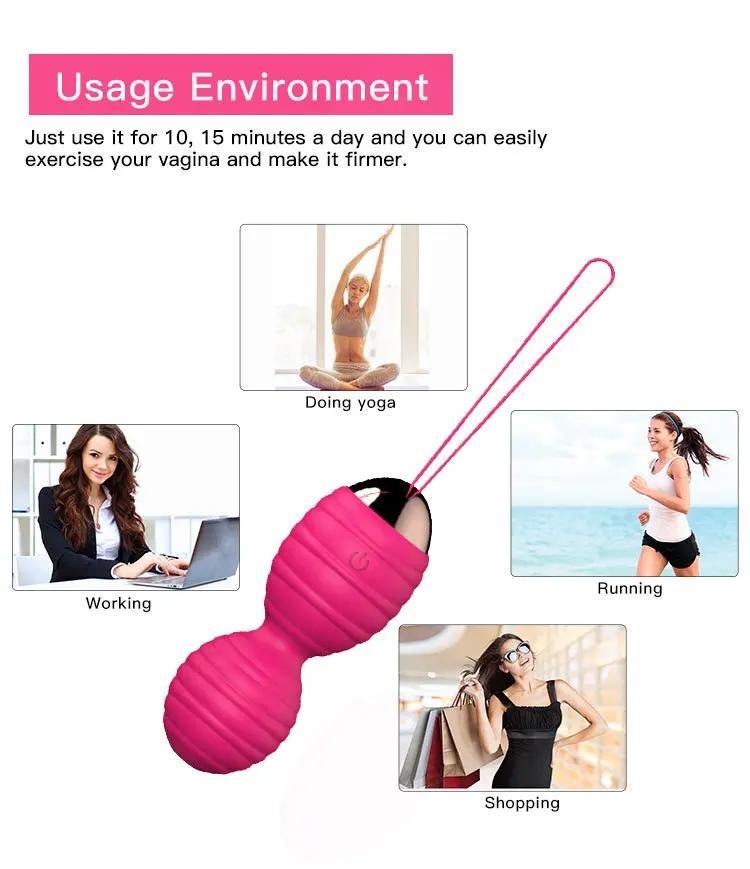 Vaginal tighten Exercise Kegel Balls 12 Speed Vibrating eggs Silicone Ben wa ball G Spot Vibrator Erotic sex toy for Women
