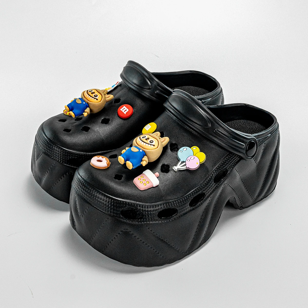 Labubu Fashionable High-Heeled Clogs – Cartoon Style with Imitation Leather Pattern, Trendy X8809 Design 2