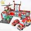 HUIQIBAO 756pcs Fire Station Model Building Blocks Truck Helicopter Firefighter Bricks City Educational Toys For Children Gift 1