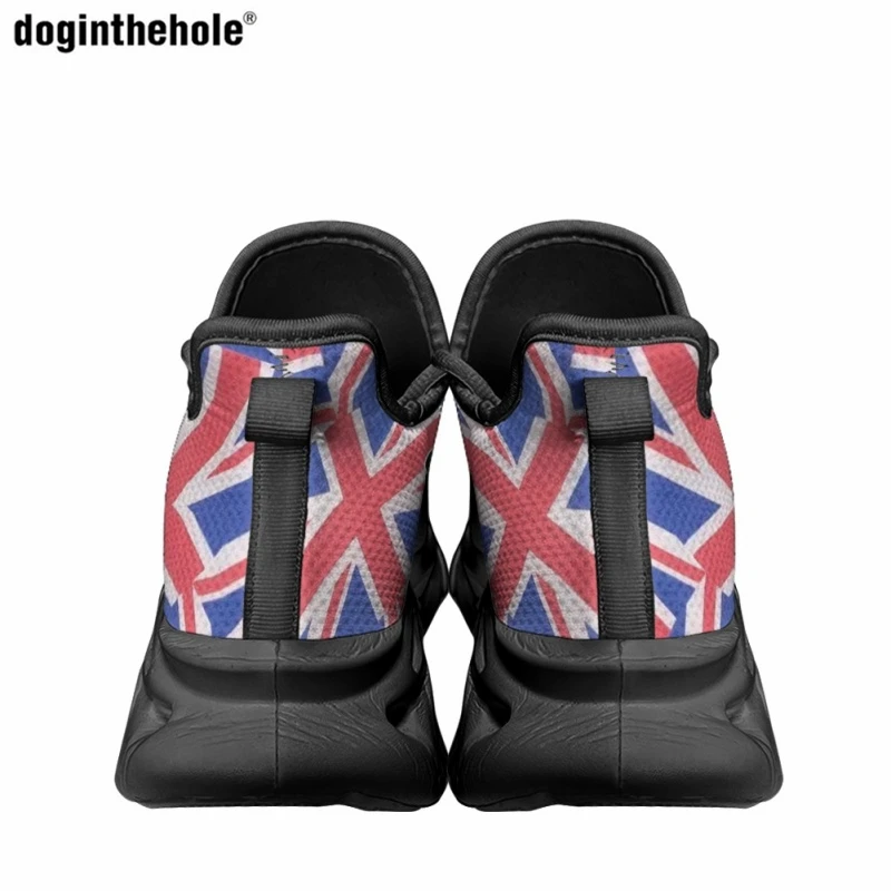 Doginthehole Art Design British Flag Crown Pattern Ladies Casual Flat Shoes Street Trend Running Shoes Popular Outdoor Sneakers