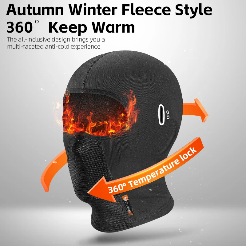 WEST BIKING Winter Motorcycle Fleece Balaclava Mask Men Cycling Caps Running Ski Hiking Hat Bicycle Windproof Thermal Sport Gear 2