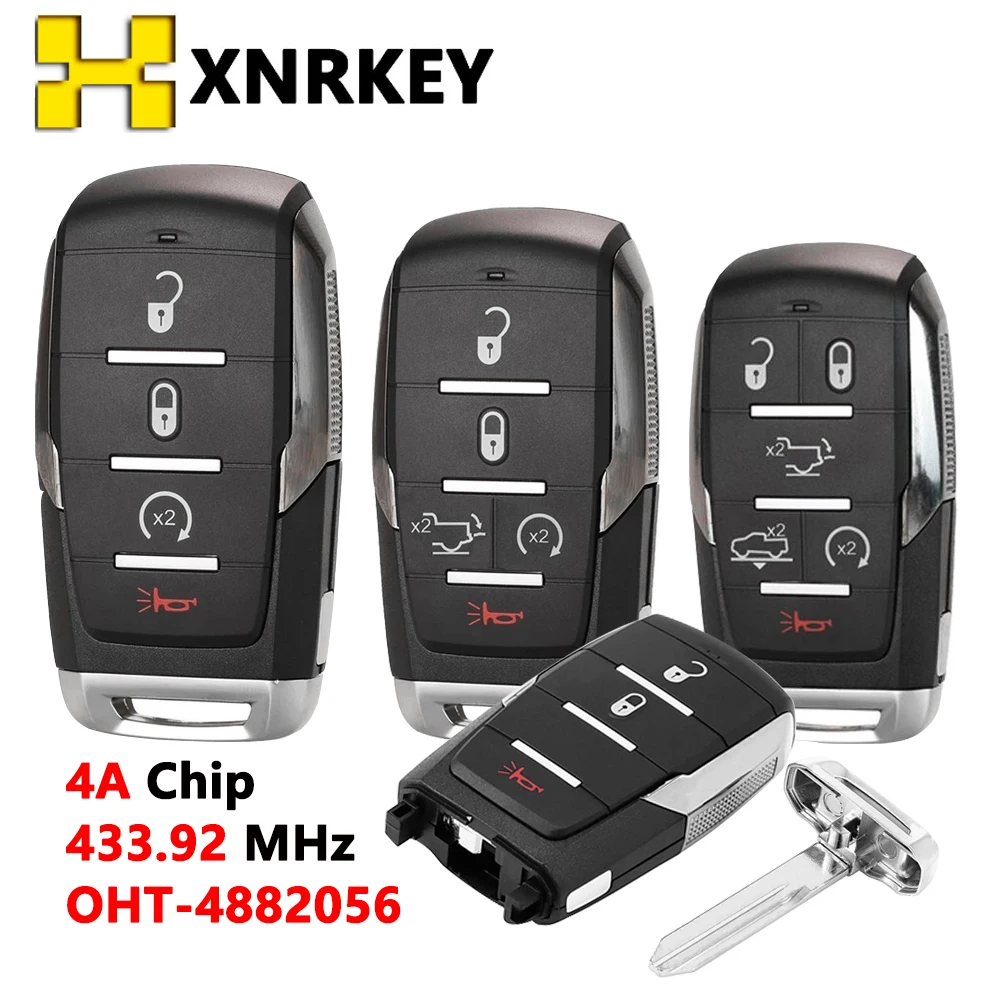 

XNRKEY 3/4/5/6 Button Smart Remote Car Key 4A Chip 433.92Mhz for Dodge Ram 1500 Pickup 2019 2020 2021 2022 OHT-4882056