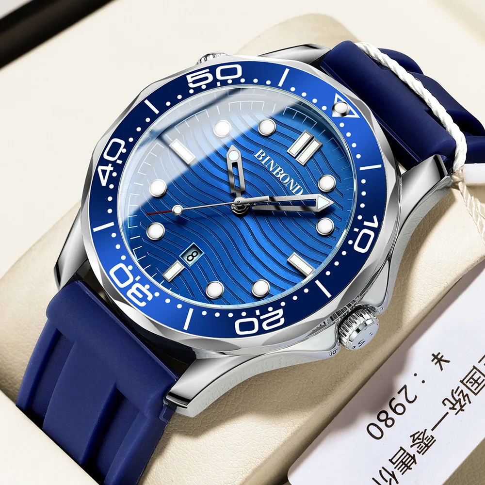 

Luxury Curve Design Men's Business Quartz Watch Automatic Movement Waterproof Hand Clock Fashion Male's Sports Wristwatch