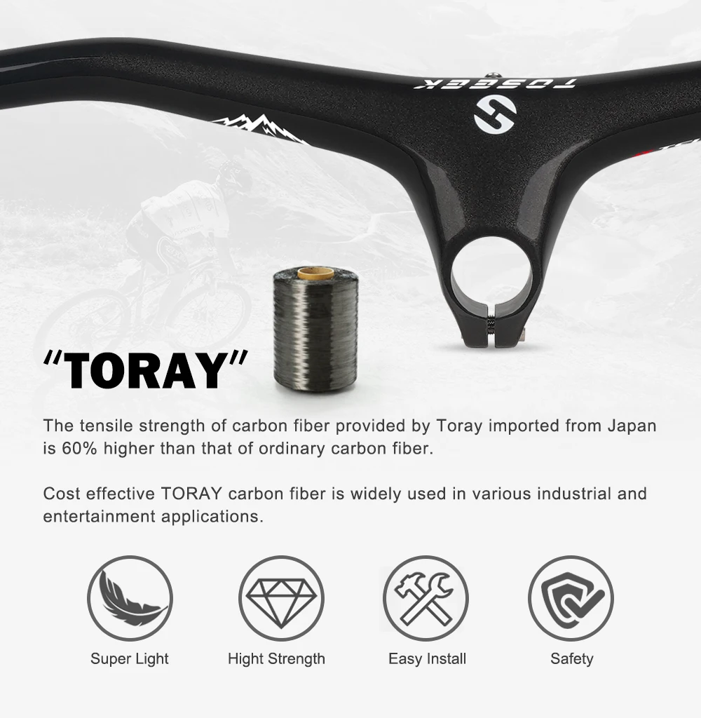TOSEEK T800 Carbon-Lenker MTB Fahrrad Integrierter Lenker-Vorbau Mountainbike XC Lenker 680-780mm*70/80/90/100/110mm – Detail 4
