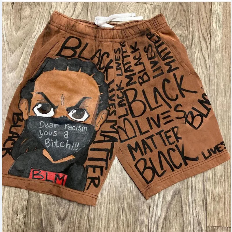 burberry shorts Elastic Waist Cartoon Black Life Matters BLM Sport Casual Shorts for Woman and Man 2021 Summer Jogging Lounge Wear Short Pants short shorts