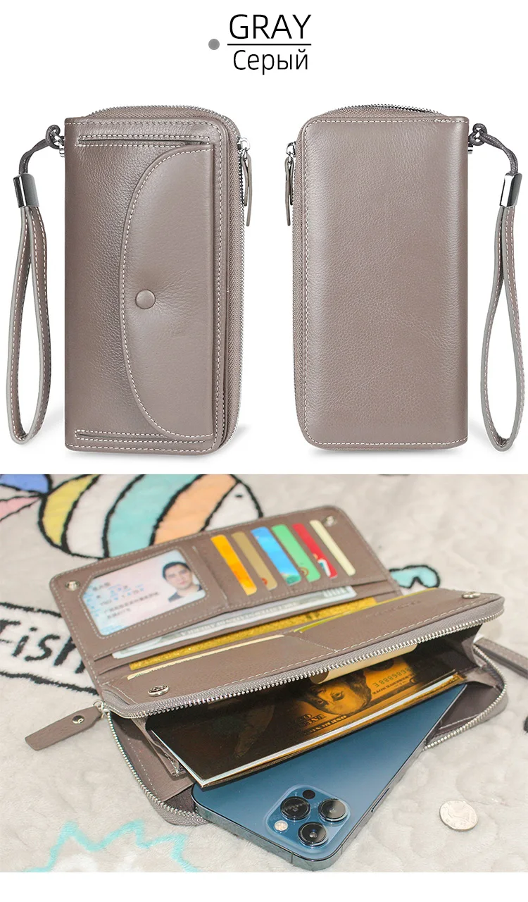 Echtes leder frauen brieftasche handgelenk brieftaschen mit kreditkarten halter mode weibliche kupplung handy tasche geld tasche WS-22 – Detail 13