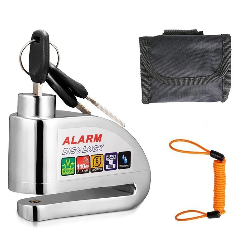 Bike Alarm Lock Motorcycle Disc Brake Lock 110db Loud Security Waterproof Bicycle