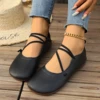 New Casual Flat Single Shoes Brand Designer Woman Square Toe Japanned Leather Flats Vintage Narrow Band Loafers Luxury Shoes 1
