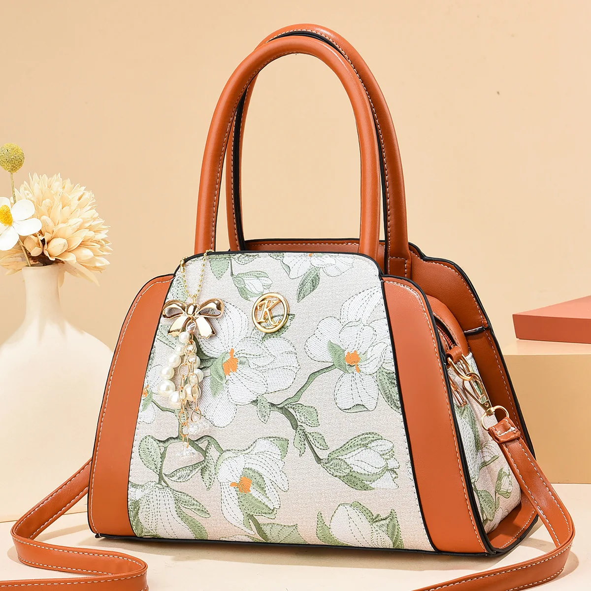 

New Ethnic Style Printed Panel Large Capacity Textured One Shoulder Crossbody Women's Bag With Western Style Styled Big Bag