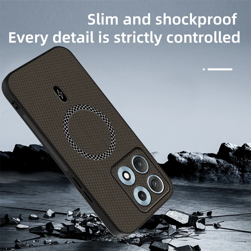 Business Triangular Texture Magnetic Shockproof Leather Anti-slip Phone Case