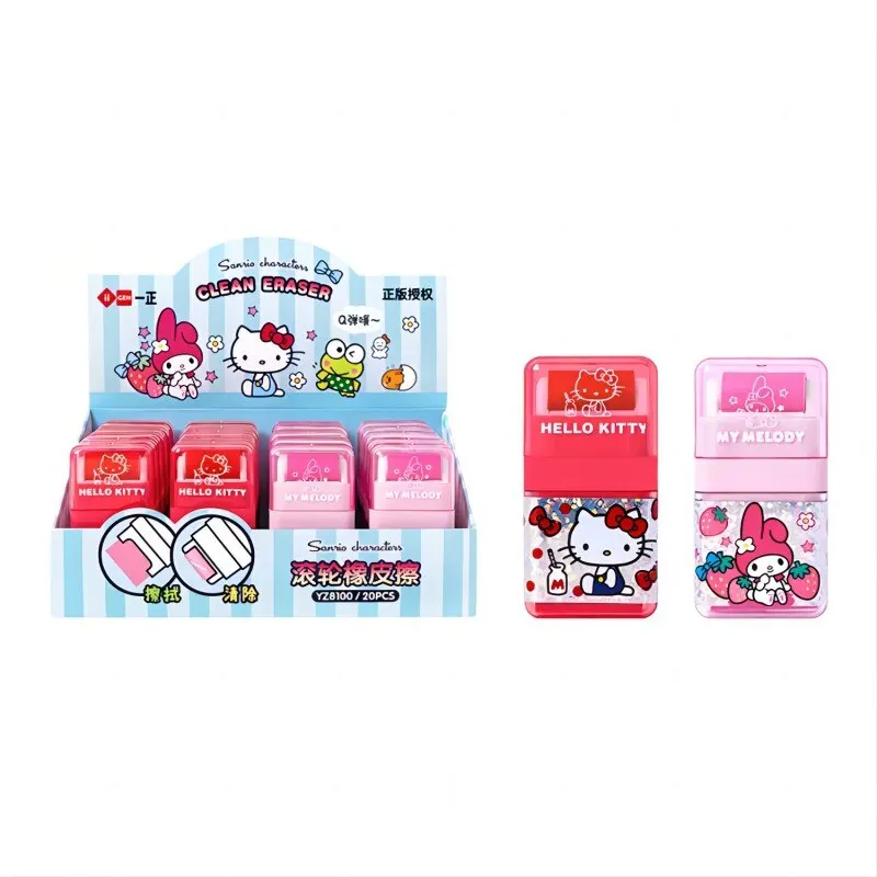 Pencil Eraser 2pcs Sanrio Roller Eraser Hellokitty Melody School Stationery Correction Supplies Correcting Plastic Rubber Pachacco