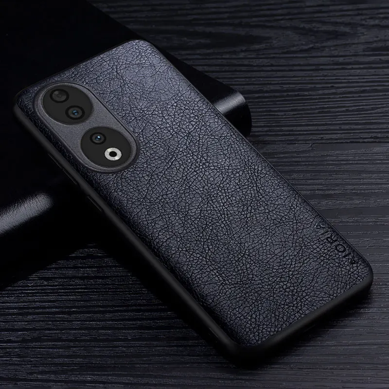 Luxury Leather Business Style Retro Litchi Pattern Back Cover