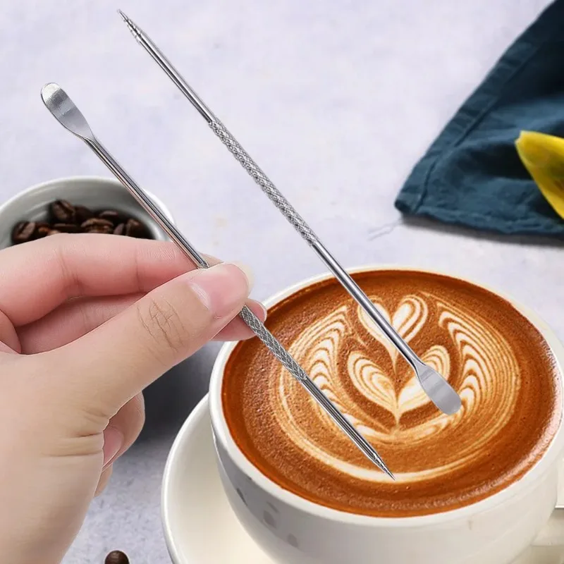 Description Picture 5 of item5/1Pcs Latte Pull Flower Needle Stainless Steel Coffee Decorating Art Pen  Coffee Stitch Fancy Cafe Tool Kitchen Bar Accessories