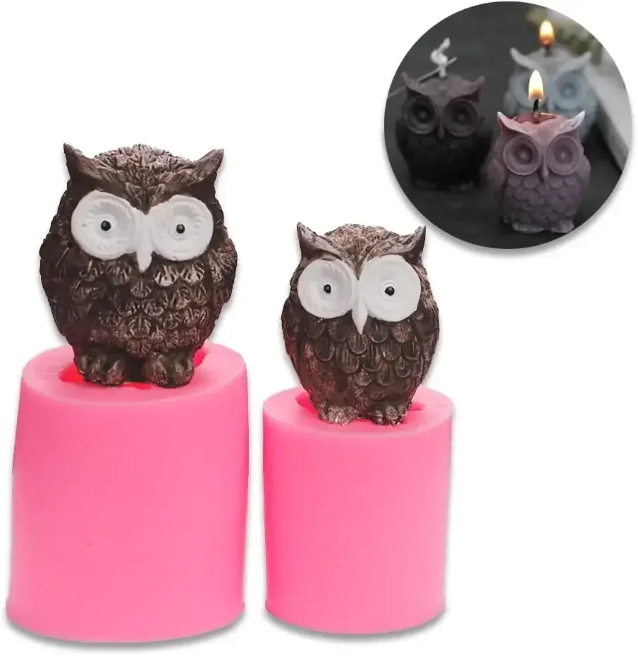 1pc 3D Candle Silicone Mold Owl for Making Candle Cake Chocolate Hard Candy