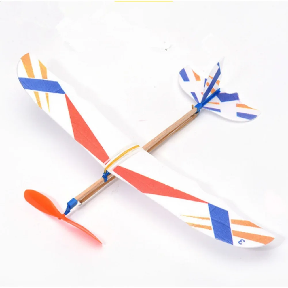 

DIY Hand Throw Flying Glider Planes Elastic Rubber Band Powered Flying Plane Airplane Glider Assembly Model Toy For Children