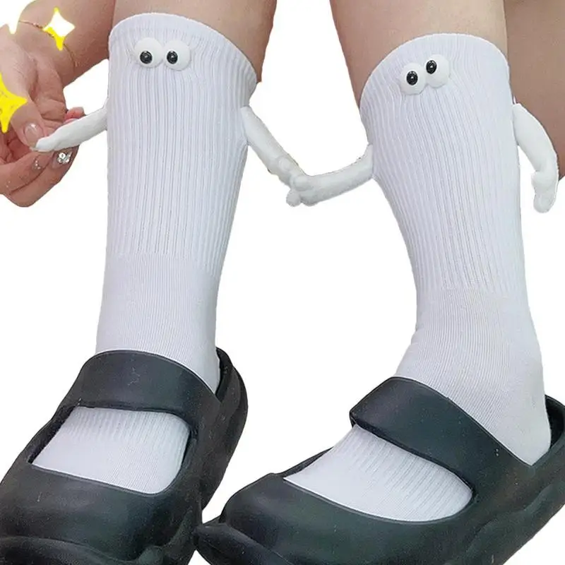 

Couple Holding Hands Sock 3D Doll Couple Funny Socks With Eyes Magnetic Suction Mid Tube Cute Socks Funny Couple Gifts For Women