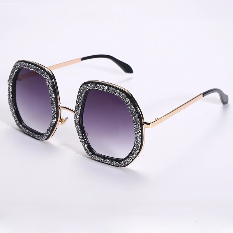 big sunglasses for women Irregular Round Sunglasses Oversize Polygon Crystal Frame Eyeglasses Luxury Brand Designer Shiny Diamond Eyewear UV400 Shades square sunglasses