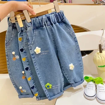Embroidered Flower Kids Jeans 1