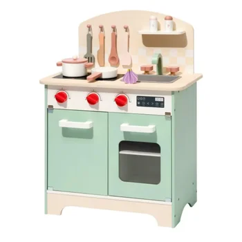 Robud Wooden Play Kitchen Realistic Toddler Kitchen Set Wood Chef Pretend Kids Kitchen Playset Toy Kitchen for Boys Girls Green 1