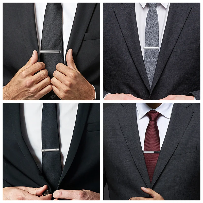 8 PCS Short Tie Clips Set With Gift Box Men's Tie Clip Tie