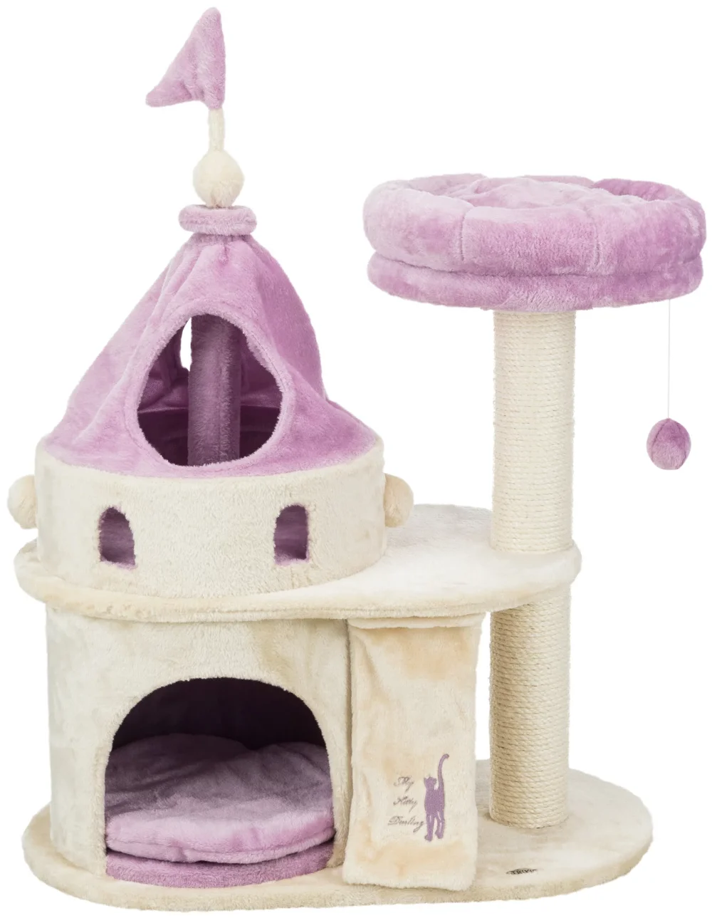 

TRIXIE My Kitty Castle Plush & Sisal 35.5" Cat Tree, Scratching Posts, Rustling Fabric, Beige cat tree house