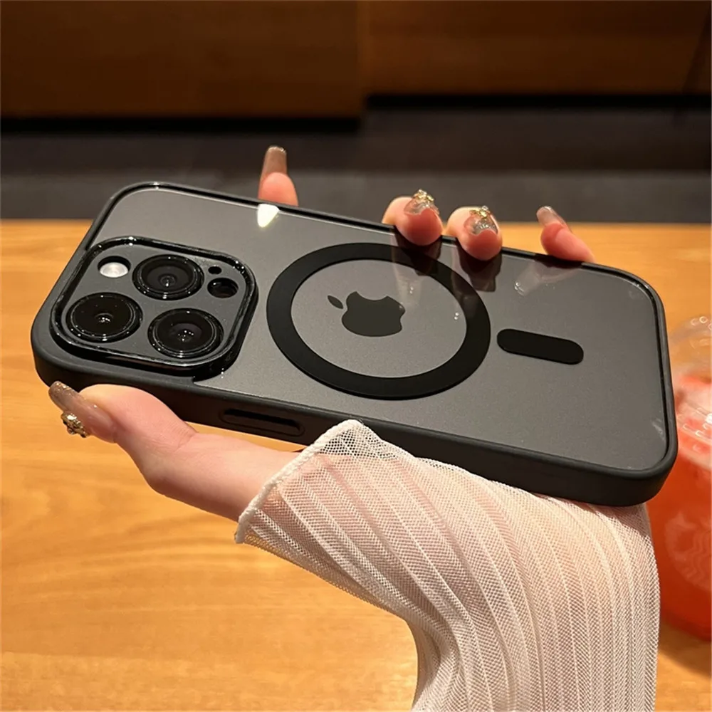 Priehľadné mäkké puzdro Magsafe pre iPhone 15 11 12 13 14 Pro Max Magnetické bezdrôtové nabíjanie Transparentný kryt nárazníka_voghion.com