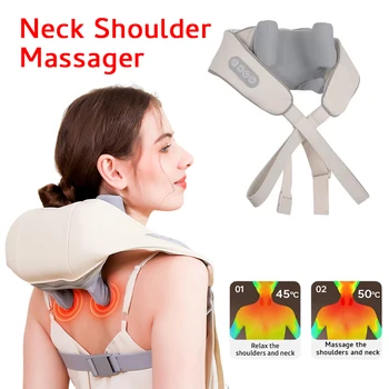 Shiatsu Neck And Shoulder Massager Shawl Kneading Spine Back Muscle Relaxer for Car Home Use Trapezius Neck and Shoulder Massage