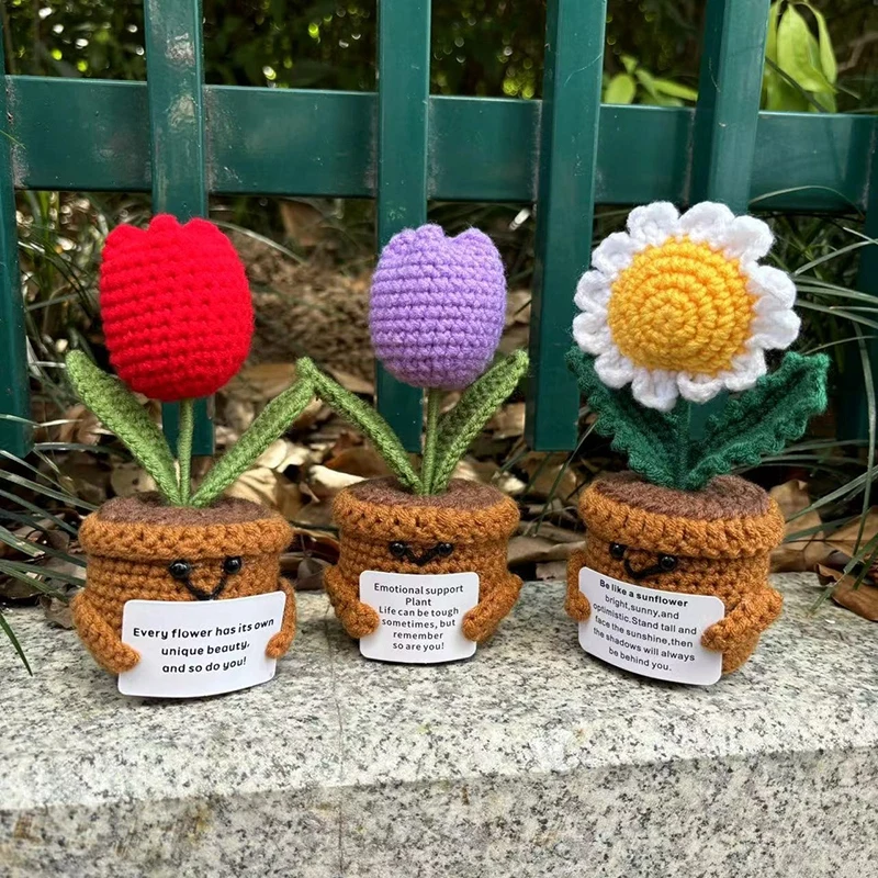 Crochet Flower Potted Decor 3
