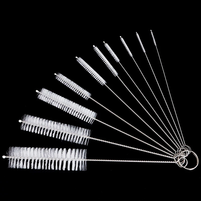 

Stainless Soft Hair Straw Cleaning Brush Set Nylon Bristle Kit Tube Bottle Straw