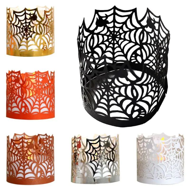 

50Pcs Halloween Web Paper Cut Hollow Flameless Tea Light Lam dropshipping