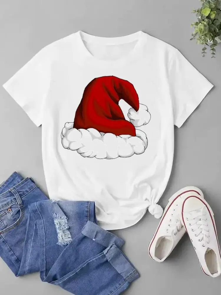 

Print Top Fashion T Shirt Clothes Christmas New Year Winter Watercolor Style Graphic T-shirt Women Female Ladies Clothing Tee