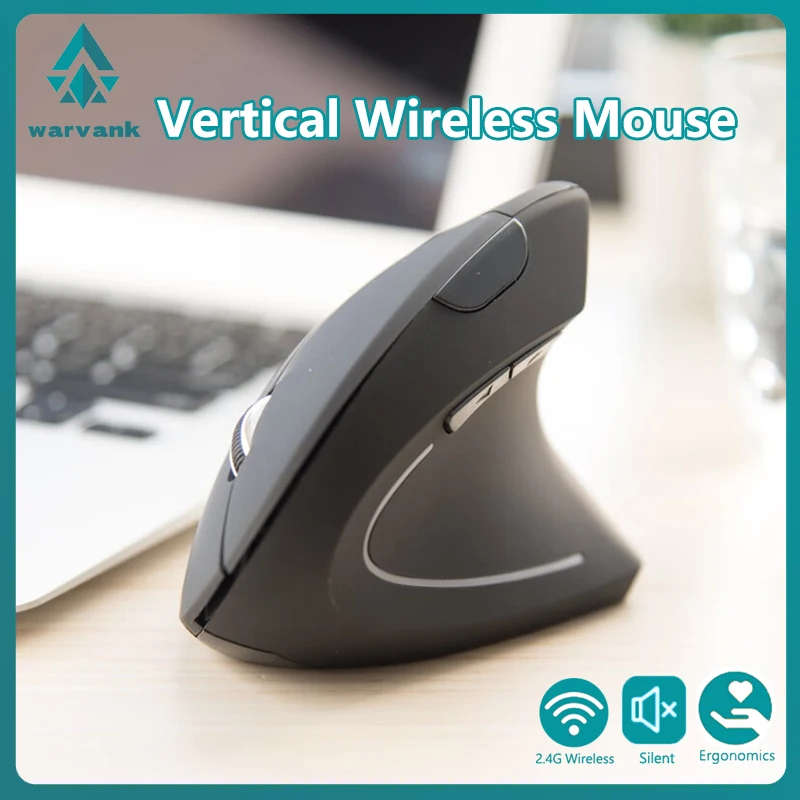 Warvank FK12 Vertical Wireless Mouse Ergonomic Rechargeable 2.4G Wireless Mice Silent Office Mouse for Laptop PC Computer Desktop vertical wireless mouse