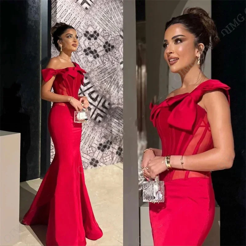Women Single Sleeve with Bow Long Bodycon Dress Evening Wedding Guest Party Dress