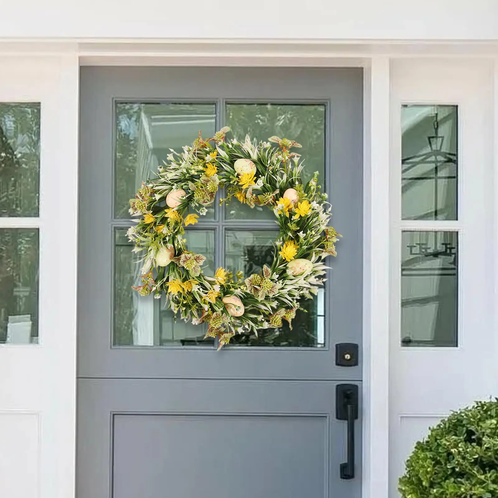 

Easter Egg Wreath Front Door Flower Wreath Window Artificial Green Leaves