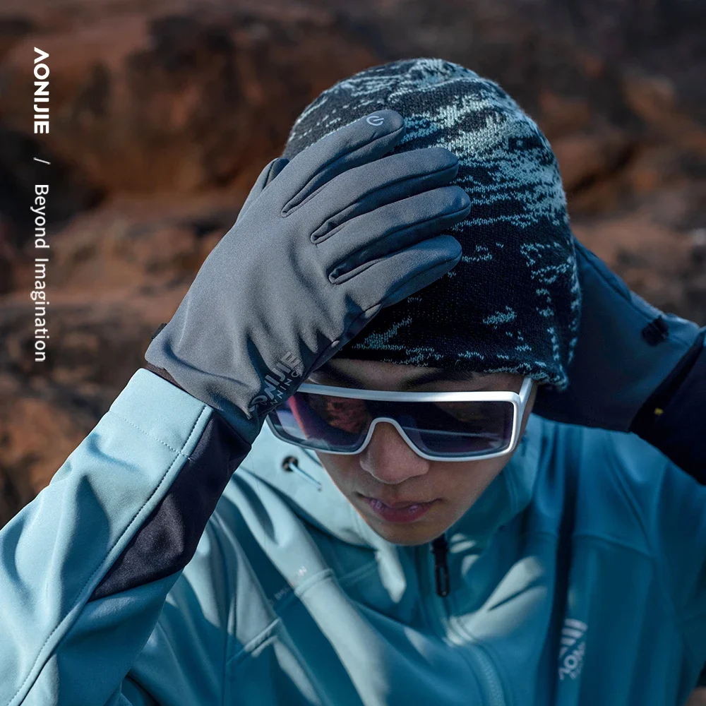 AONIJIE Full Finger Warm Gloves Outdoor Windproof Anti Slip Gloves Two Finger Touchscreen for Running Cycling Camping M58 6
