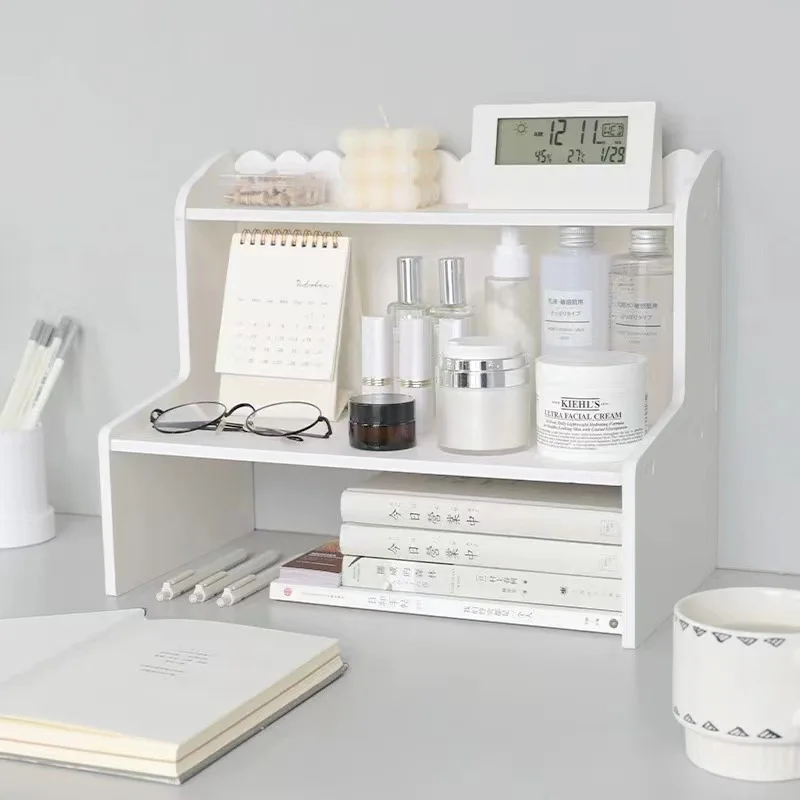 Simple Double-layer Desktop Booster Shelf Student Stationery Books Organizing Computer Booster Rack Transparent Stor