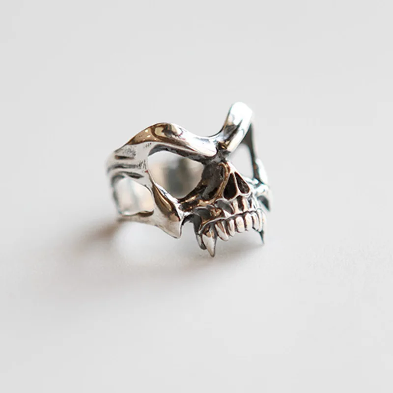 Silver Rings Silver Ring 925 Sterling Silver Skeleton Head Punk ​Ring Adjustable Rings For Women Luxury Jewelry