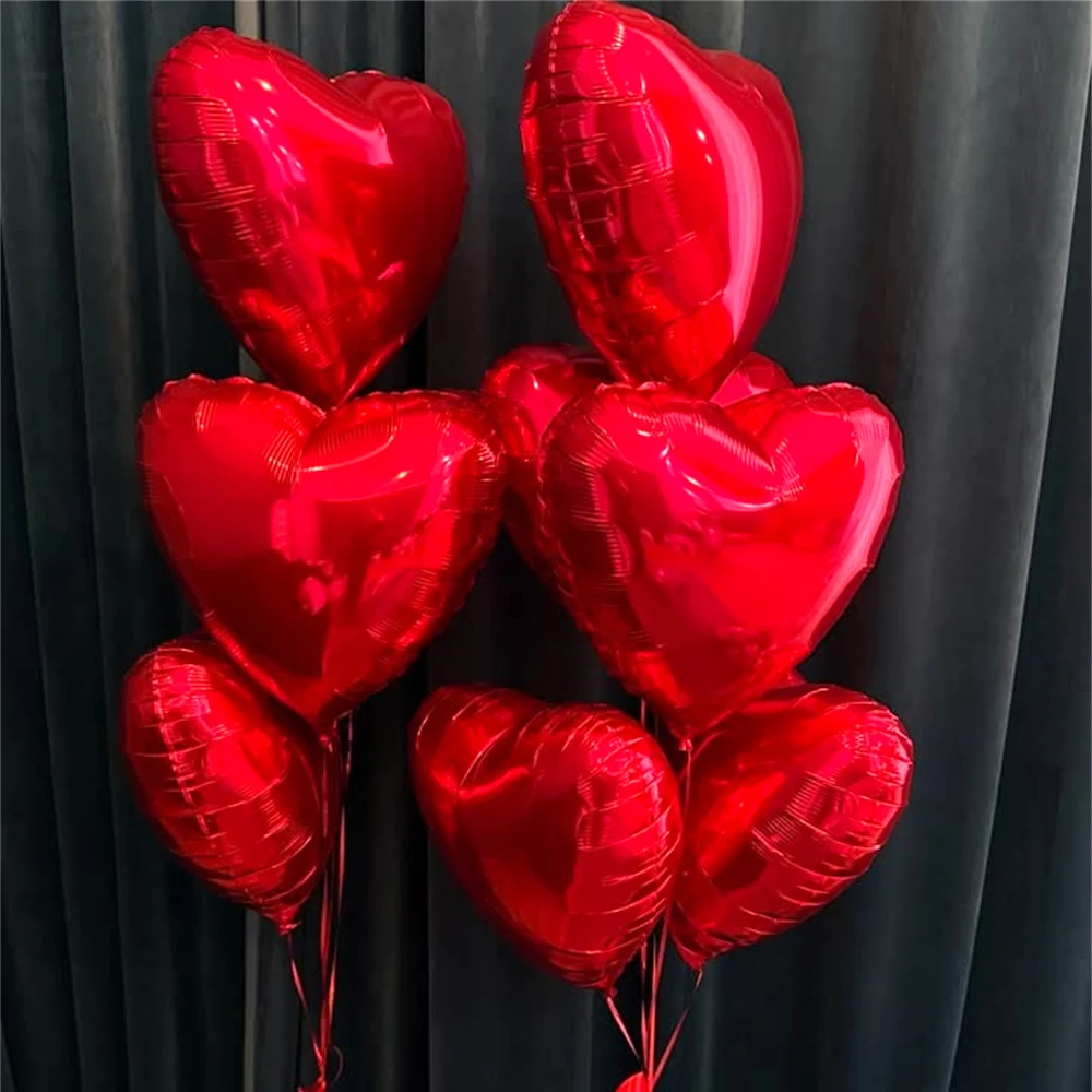 12 Stück herzförmige Folienballons, 45,7 cm, rot, cremefarben, beige, Liebesherz, Folienballons für Valentinstag, Hochzeit, Geburtstag, Party-Dekoration – Detail 3