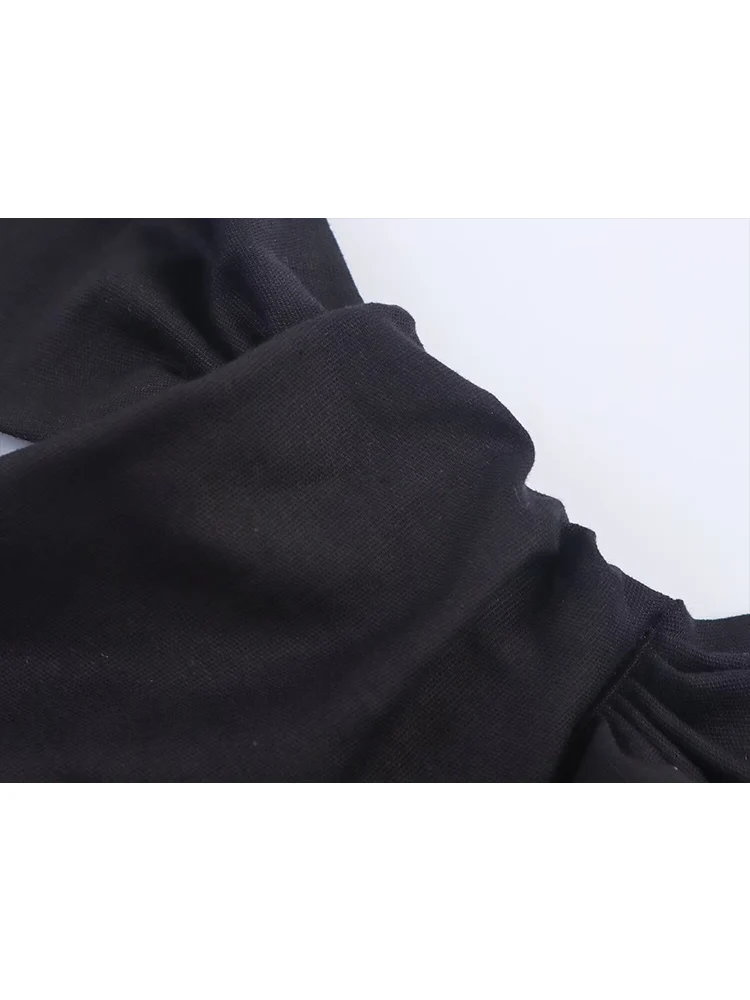 TFMLN 2025 Summer Women's Fashion Sleeveless Dress Slim Fit Open Back Asymmetric Neckline Midi Dress Elegant Black Split Dress