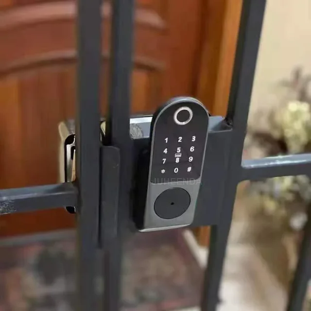 No Wiring Waterproof TTLock App Smart Lock Digital Passcode RFID Card Tuya Wifi Fingerprint Electronic Rim Lock For Gate Garden 6