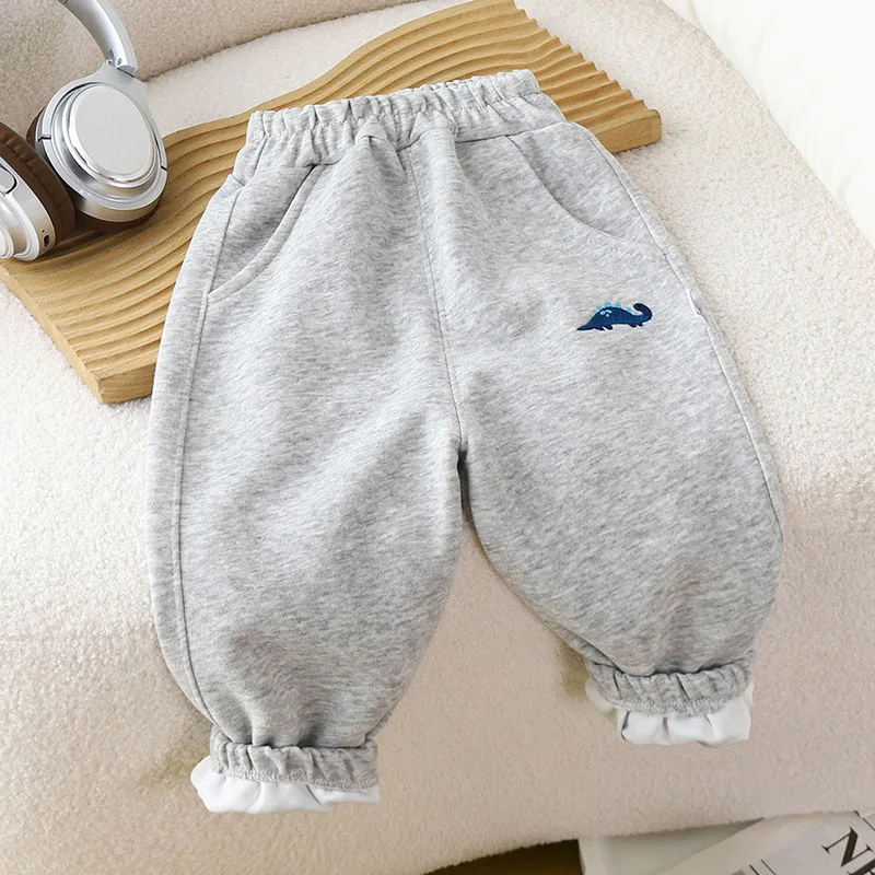 Autumn Kids Sweatpants Dinosaur Embroidery Casual Pants