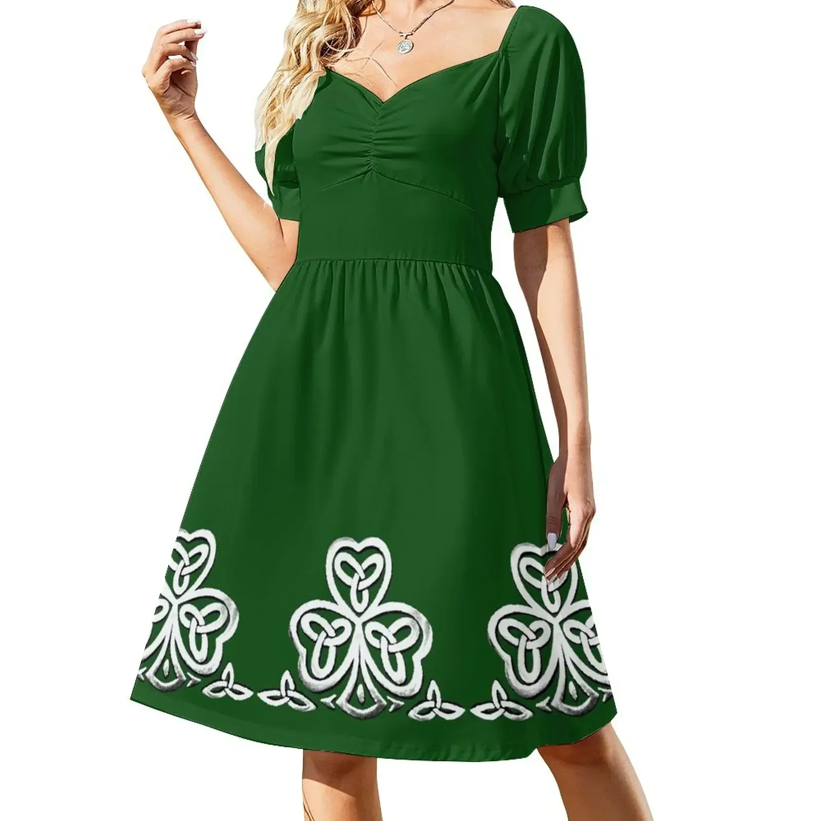 thumbnail image 1 of Vestido de manga corta con trébol celta para mujer, vestidos de verano para mujer, vestidos de fiesta para mujer, vestidos de verano para mujer, 1 of 7