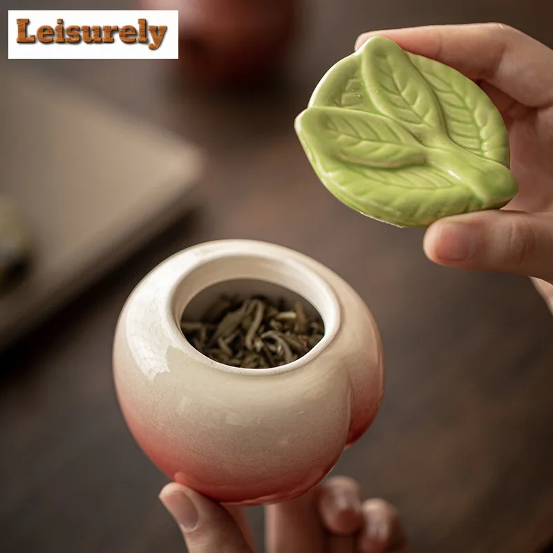 Longevity Peach Tea Box Organizer Moisture-proof Antique Storage Tank Containers Tea Caddy Cafes Accessories Decoration Supplies