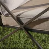 3 Piece Bistro Set Patio Rocking Chairs Outdoor Furniture w Warm Gray Cushions, Glass-Top Table for Garden, Pool, Backya 6
