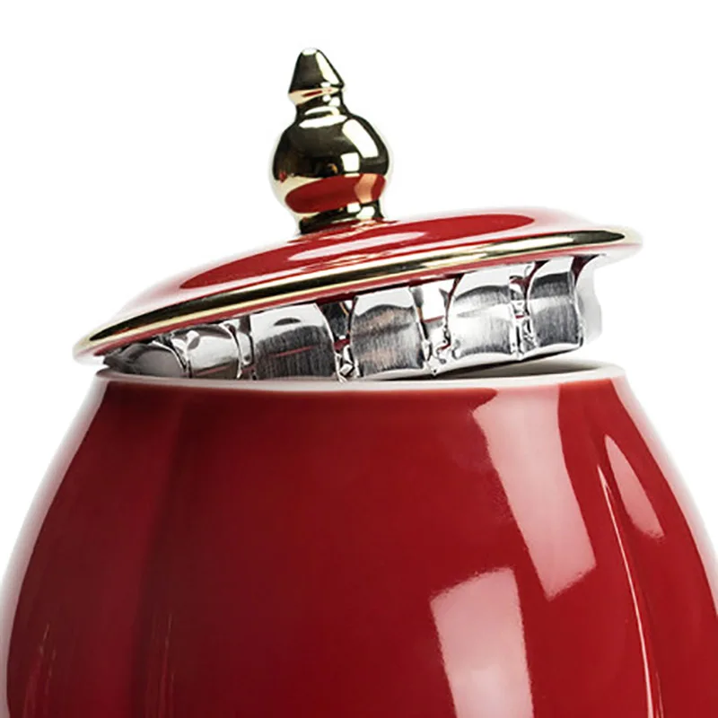 Portable Ceramic Tea Caddy, Sealed Jar, Travel Tea Boxes, Spice Candy Storage Tank, Food Container for Chinese Red Wedding Sup