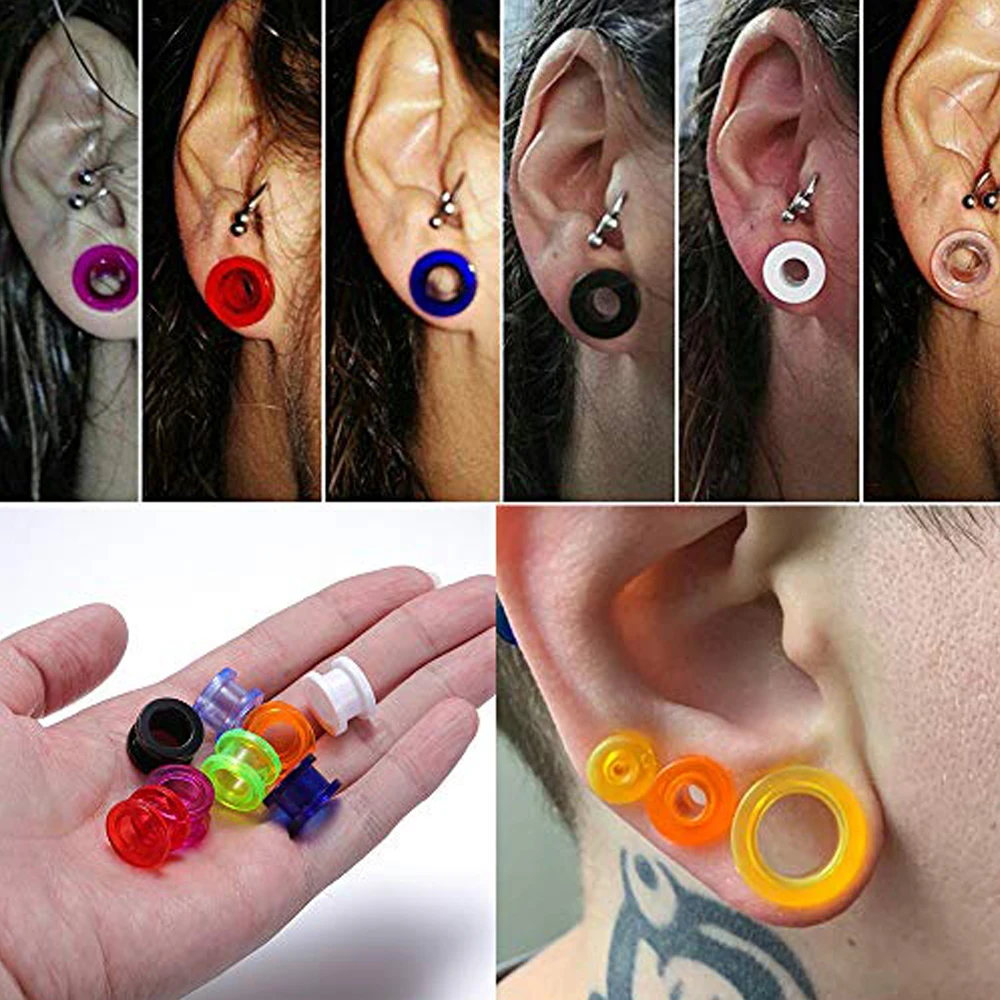 1 Paar farbige Acryl-Ohrstöpsel und Tunnel, transparent, grün, schwarz, Ohrmessgeräte, 2–24 mm Schraube, Ohr-Expander, Sterchers, Piercing-Schmuck – Detail 3