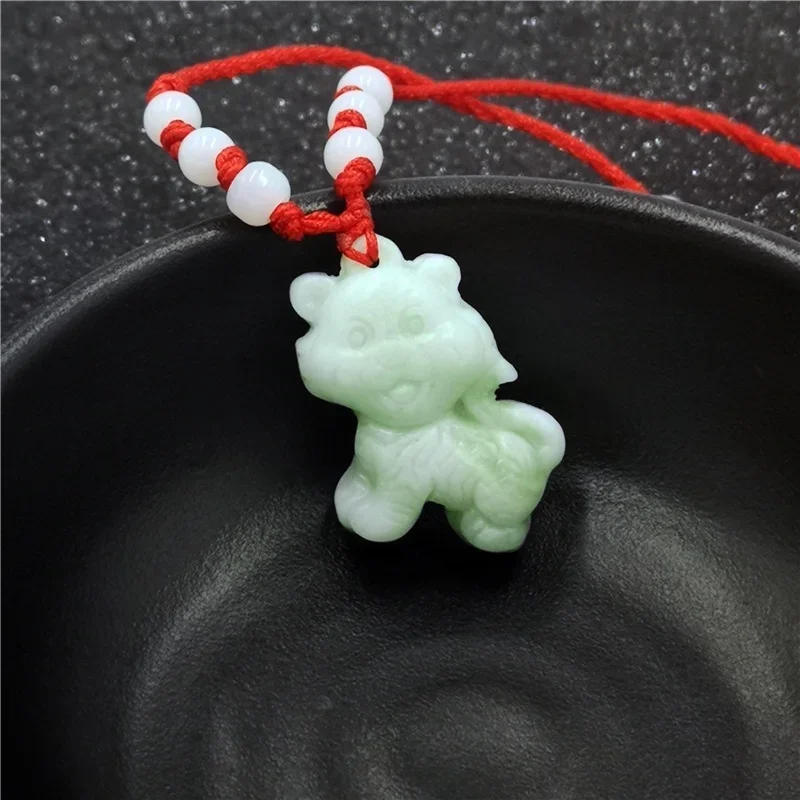 Natural White Jade Chinese Zodiac Pendant Necklace Fashion Charm - Main Image